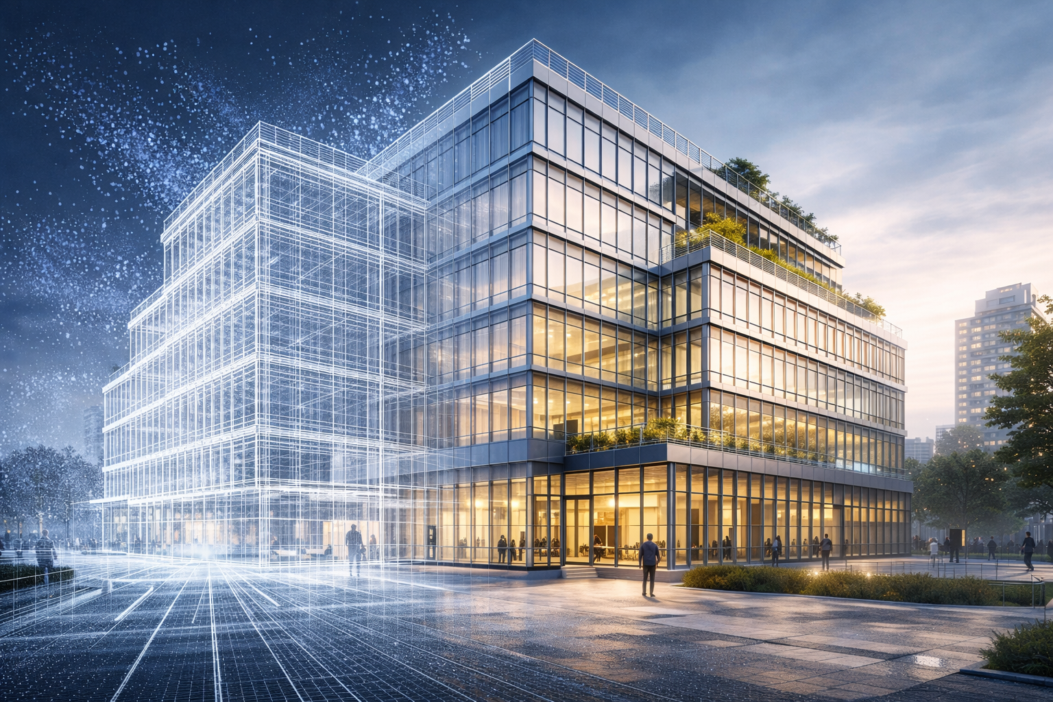 BIM Wireframe Gebäude – Pointcloud to BIM